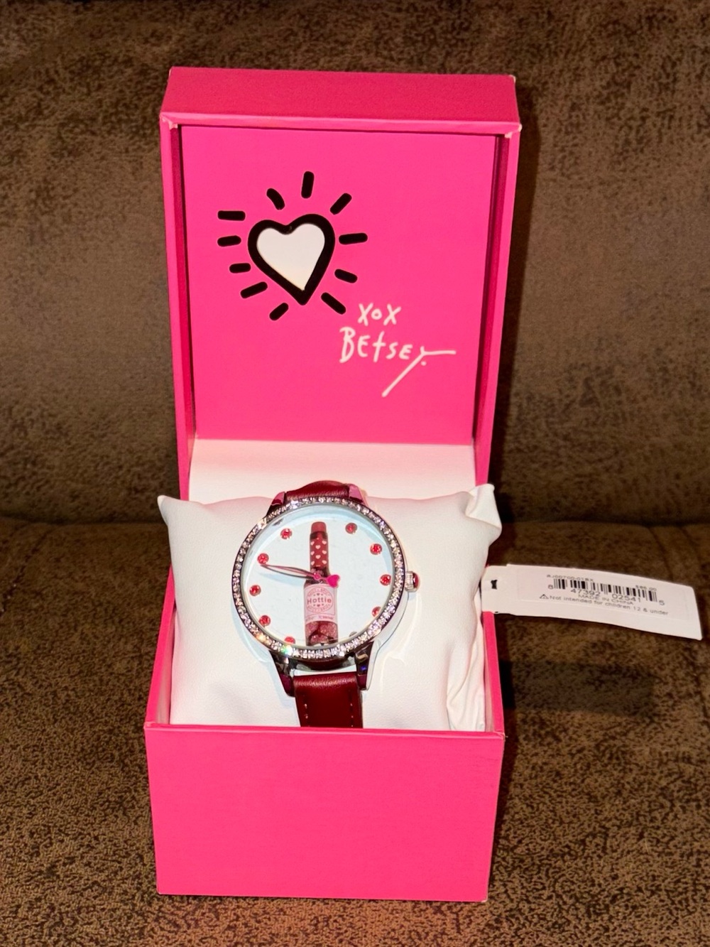 Betsey Johnson Pink and Red Lipstick Dial Women's Watch